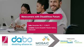 Disability Foundation | Newcomers with Disabilities Forum (November 6, 2022)