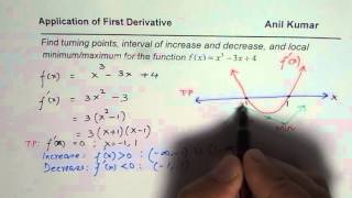Find Interval of Increase Decrease Max Min and Turning Points for Function