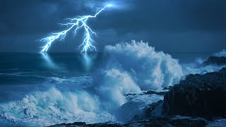 Epic Thunderstorm + Huge Ocean Waves + Rain Sounds for Sleeping