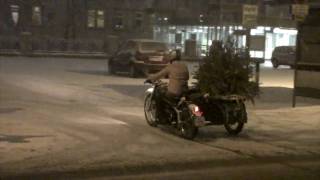 Xmas tree transportation with Chang Jiang CJ750 sidecar motorcycle