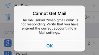 Cannot Get Mail The mail Server imap gmail com not Responding error on iPhone ans iPad in iOS 18