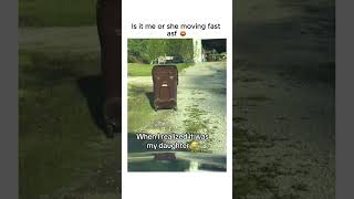 When you notice a trash can rolling down the driveway entirely on its own 😂