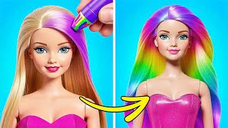 Barbie Wants Rainbow Hair! 🌈 Adorable Doll Makeover by 123 GO!