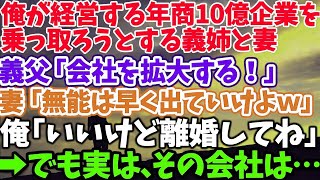 【スカッとする話】俺が経営する年商10億企業を 乗っ取ろうとする義父と妻 義父「会社を拡大する！」妻「無能は早く出ていけよｗ」俺「いいけど離婚してね」 →でもその会社は… 「え…？