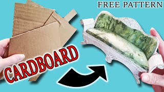 DIY Dollhouse Couch made from Cardboard with FREE Pattern!
