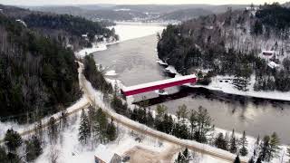 Take a 90-second flight over Wakefield, Quebec’s winter wonderland!