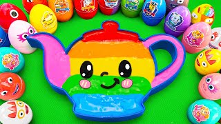 Satisfying ASMR 🌈 How to make Rainbow Teapot Bathtub by Mixing SLIME in Rainbow Eggs CLAY Coloring