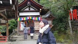 賀茂別雷神社（上賀茂神社）新宮神社　3月9日　雪の歓迎サイン　龍神様に出会った🐲　パワースポット２人旅✨　辰年🐲　サンキュー京都旅