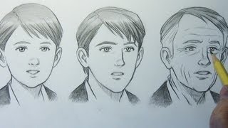 Drawing Time Lapse: Boy, Teen, & Old Man