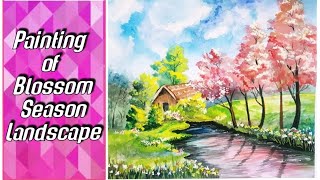 Step by Step Spring Painting on Canvas for Beginners / Spring Painting Tutorial