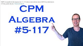 CPM Algebra Chapter 5 Problem 117