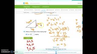 Pythagorean Theorm: Find the missing Leg, IXL R.2