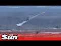 Ukrainian attack helicopter fires rockets at Russian positions