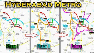 Hyderabad Metro Present \u0026 Future Route Map || హైదరాబాద్ మెట్రో రూట్ మ్యాప్