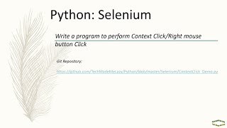 Python | Selenium | Context Click