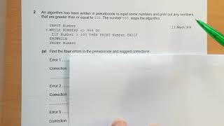 ** FIND THE ERRORS ** - GCSE iGCSE computer science