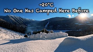 Winter Camping In Nomads Land. Dangerous territory to camp in deep Snow, Mountain.(ASMR)