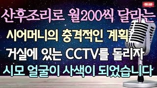 (사이다 사연) 산후조리 해주겠다며 월 200만원씩 달라는 시어머니 거실에 있는 cctv를 돌려보자 시모 얼굴이 사색이 되는데 /사이다사연/시댁사연/라디오드라마