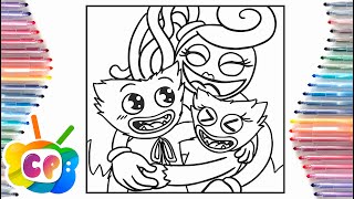 Huggy Wuggy Coloring pages /Baby Huggy Wuggy and Baby Kissy Missy with Mommy long legs/Elektronomia