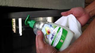 cleaning of KOBOK fireplace insert (Senotherm HYDRO coating by Weilberger) - coating performance