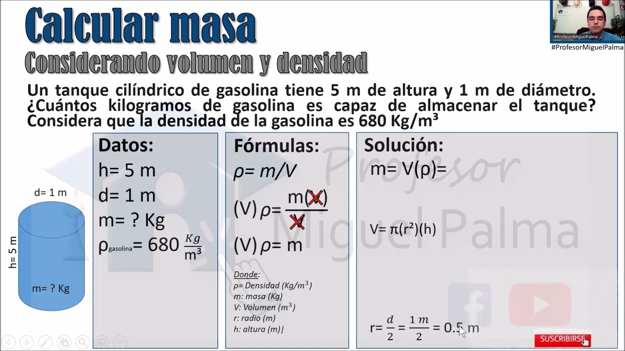 Calcular Masa Considerando Densidad Y Volumen - YouTube