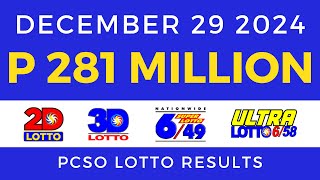 Lotto Result Today 9pm December 29 2024 PCSO