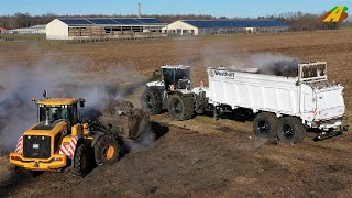 Big Traktor Claas Xerion 5000 \u0026 Tebbe Lohnunternehmer CAT diggers \u0026 John Deere 8320 Gärreste streuen