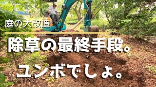 【私のにわづくり#5】庭の大改造！土木、レンガ、大工、溶接・・・なんでもできちゃう相方の職人！今回は除草のために重機登場！！