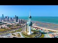 the majestic kuwait towers in 4k drone footage