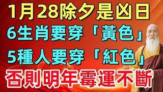 1月28除夕是凶日，6生肖要穿「黃色」，5種人要穿「紅色」，否則明年霉運不斷！#生肖#生肖運勢#命理#風水#十二生肖#禅心语录#佛教