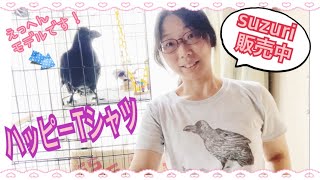 suzuriで作ったハッピーTシャツが届いたので早速着てみました 【カラスのハッピー】