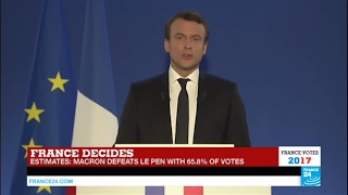 France Presidential Election: Newly elected Emmanuel Macron addresses the French people