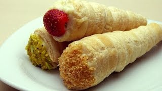 Puff Pastry Cones Recipe - Cream Horn (Trubochki) Recipe