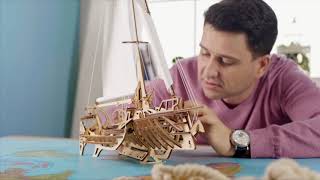 STEM DIY Kits || Ugears Mechanical Wooden Ship - Trimaran Merihobus || DIY Valentine Gift Ideas
