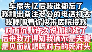 车祸失忆后我谁都忘了，恐慌之下，我翻出备注老公的电话打去，我哽咽着你快来医院接我，对面沉默许久说你脑残了，后来我才得知我俩不是夫妻，是见面就想噶对方的死对头#人生感悟 #情感故事#听书