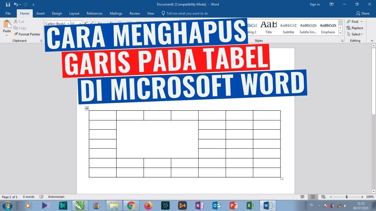 Cara Menghapus Garis Pada Tabel Microsoft Word - YouTube