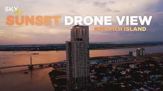 Stunning Sunset Drone View Over Phnom Penh City | Breathtaking Aerial Footage