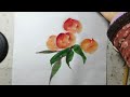 painting art 桃子最简单的画法示范，少儿初学者均可临摹，是不错的国画教程