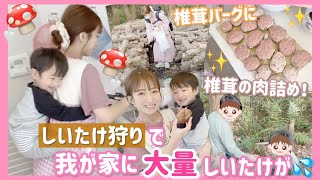 【思い出vlog】イチゴ狩りの後はしいたけ狩り！大量しいたけで昼夜ご飯作り！【しいたけバーグ】【しいたけの肉詰め】