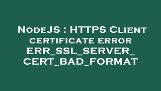 NodeJS : HTTPS Client certificate error ERR_SSL_SERVER_CERT_BAD_FORMAT