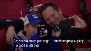 NHL New York Rangers Mika Zibanejad makes a kid cry of joy