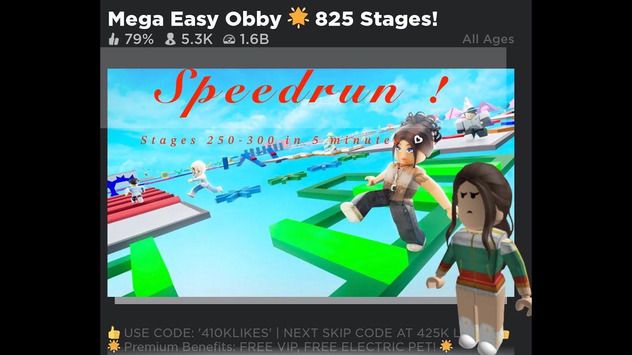 Mega Easy Obby Roblox | Stages 250-300 Speed Run - YouTube