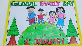 Global Family Day Drawing👪Family Day Easy Drawing 👪 Global Family Day Poster Drawing👪Family Day Draw