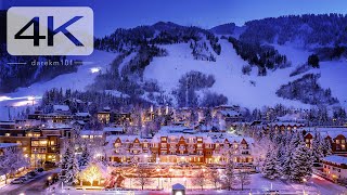 Aspen Colorado Cinematic Walking Tour through the Christmas decorated famous ski town 4K
