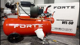 Компрессор Forte VFL-50 - бюджетный двухцилиндровый компрессор