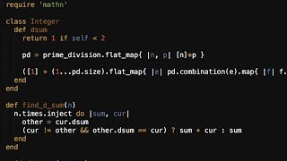 Amicable number algorithm in Ruby