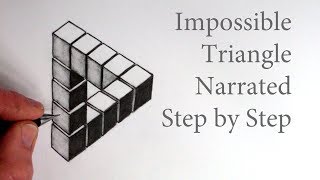 How to Draw The Impossible Triangle with 3d Cubes: Optical Illusion