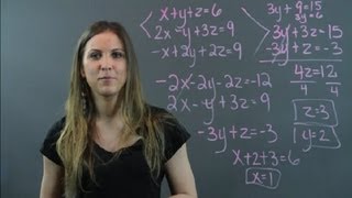 How to Solve Systems by Substitution With 3 Variables : Algebra