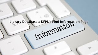 Library Databases: The Find Information Tab