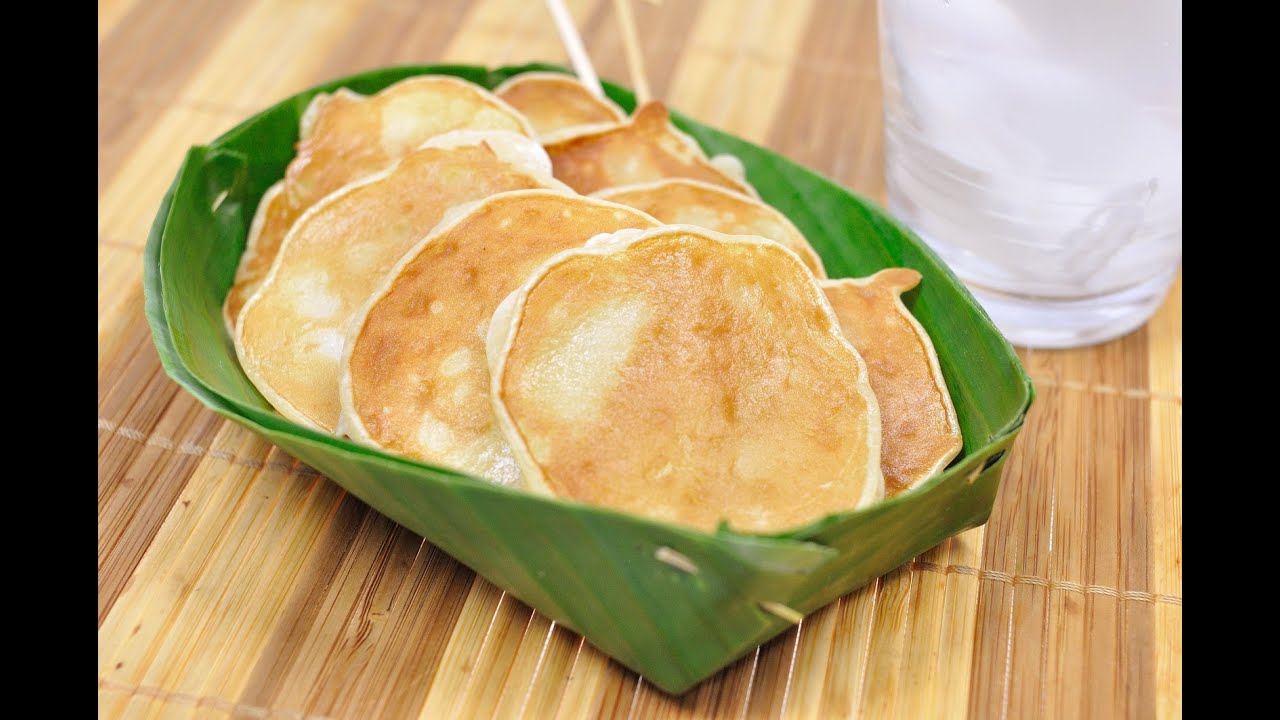 Thai Young Coconut Pancake (Thai Dessert) - Kanom Ba Bin Maprao On ขนม ...